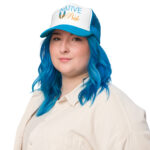 Native Pride Feathers Blue Trucker Hat by Wayuką́