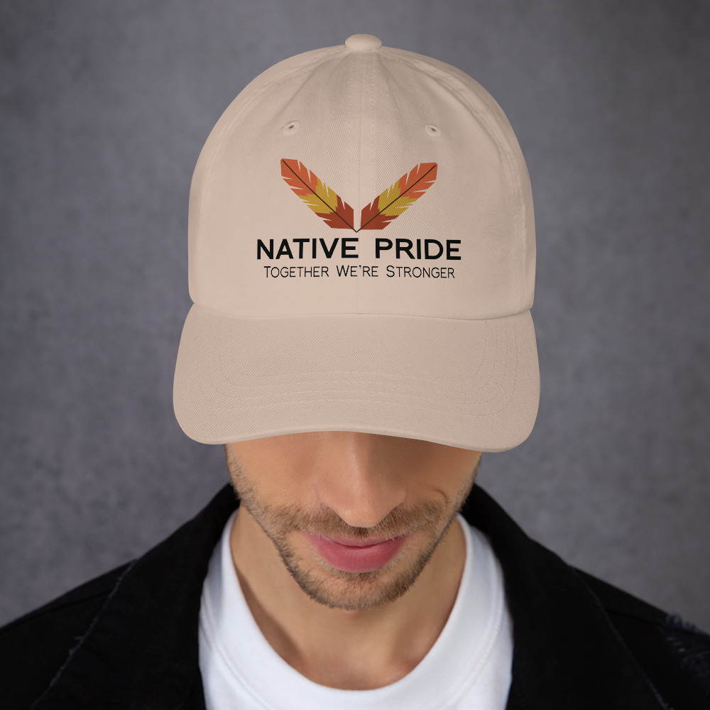 Native Pride Together Stronger Stone Dad Hat by Wayuką́