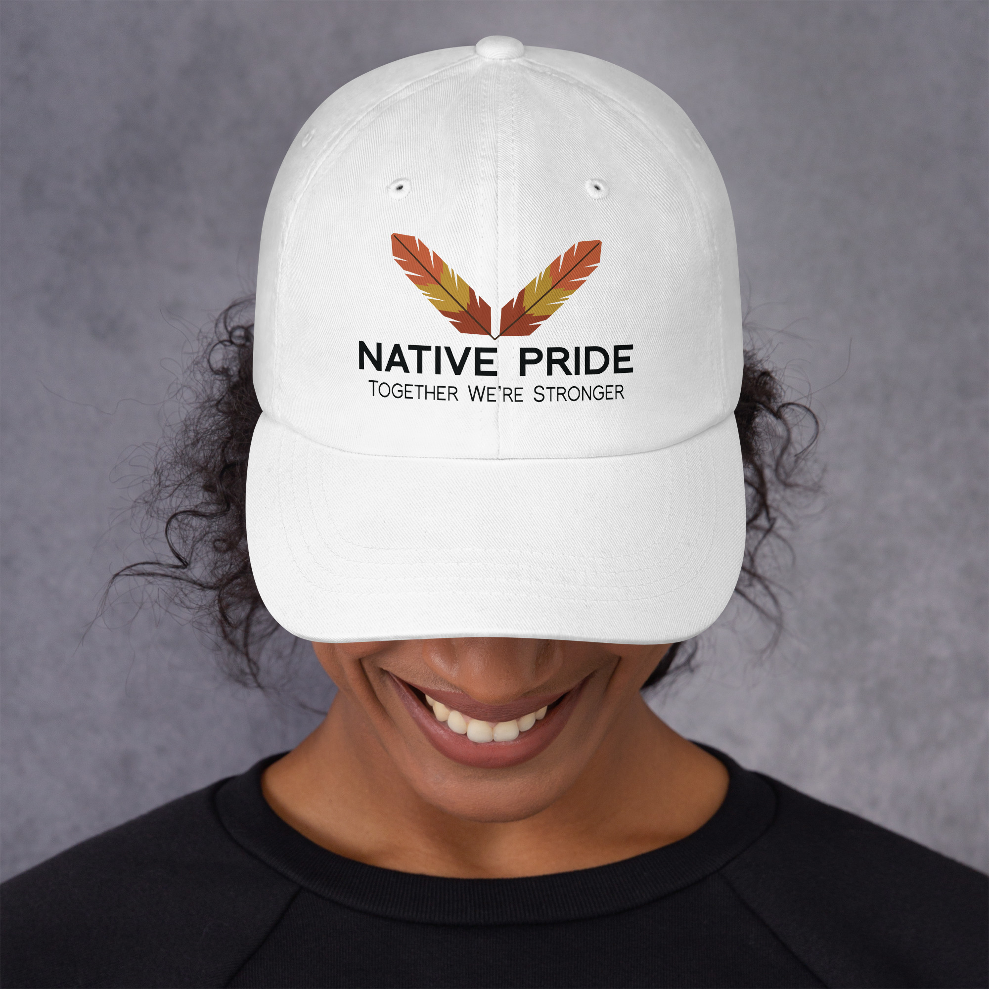 Native Pride Together Stronger White Dad Hat by Wayuką́