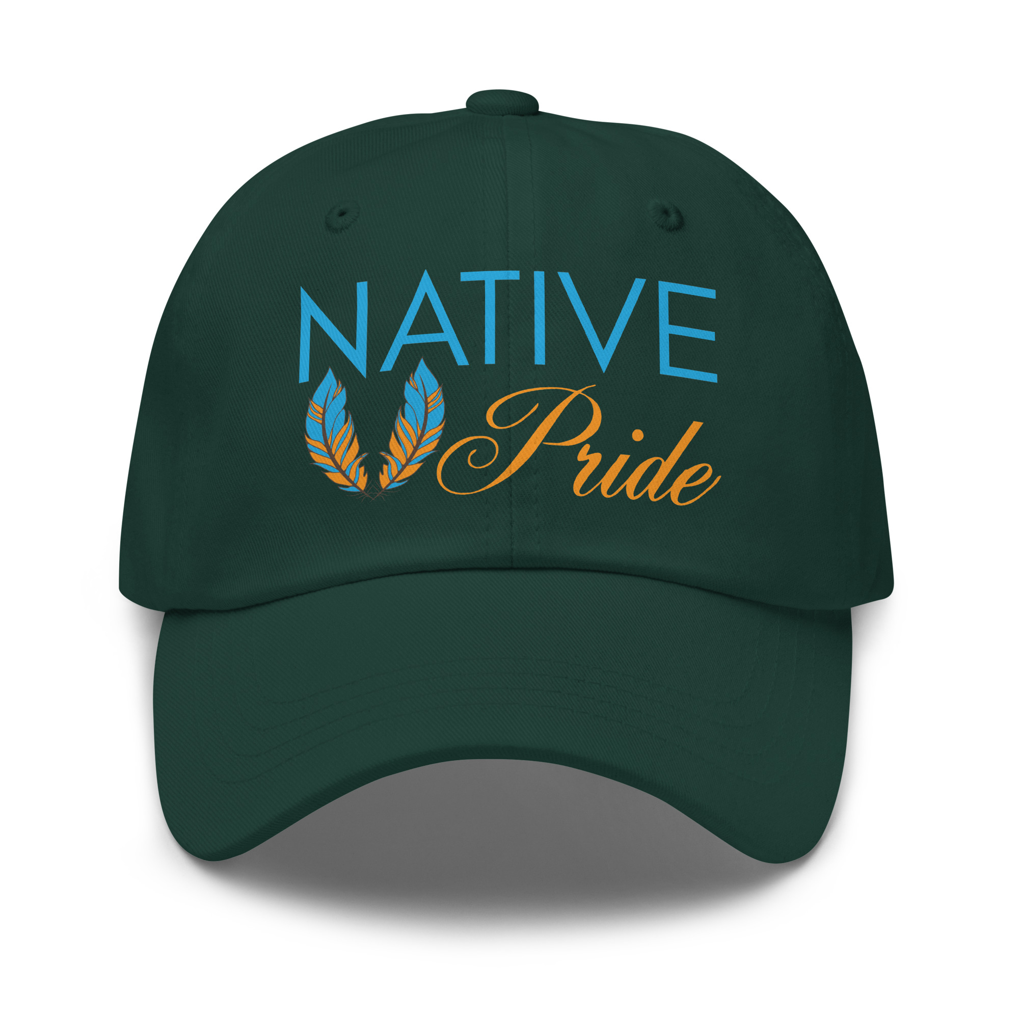 Native Pride Feathers Spruce Dad Hat by Wayuką́