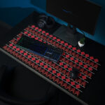 Red and Black Indigenous Print Desk Mat by Wayuką́