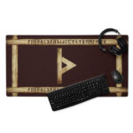 Thurisaz Brown Grunge Desk Mat by Wayuką́