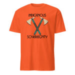 Indigenous Sovereignty Tomahawk Orange T-shirt by Wayuką́.