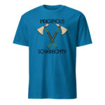 Indigenous Sovereignty Tomahawk Sapphire T-shirt by Wayuką́.