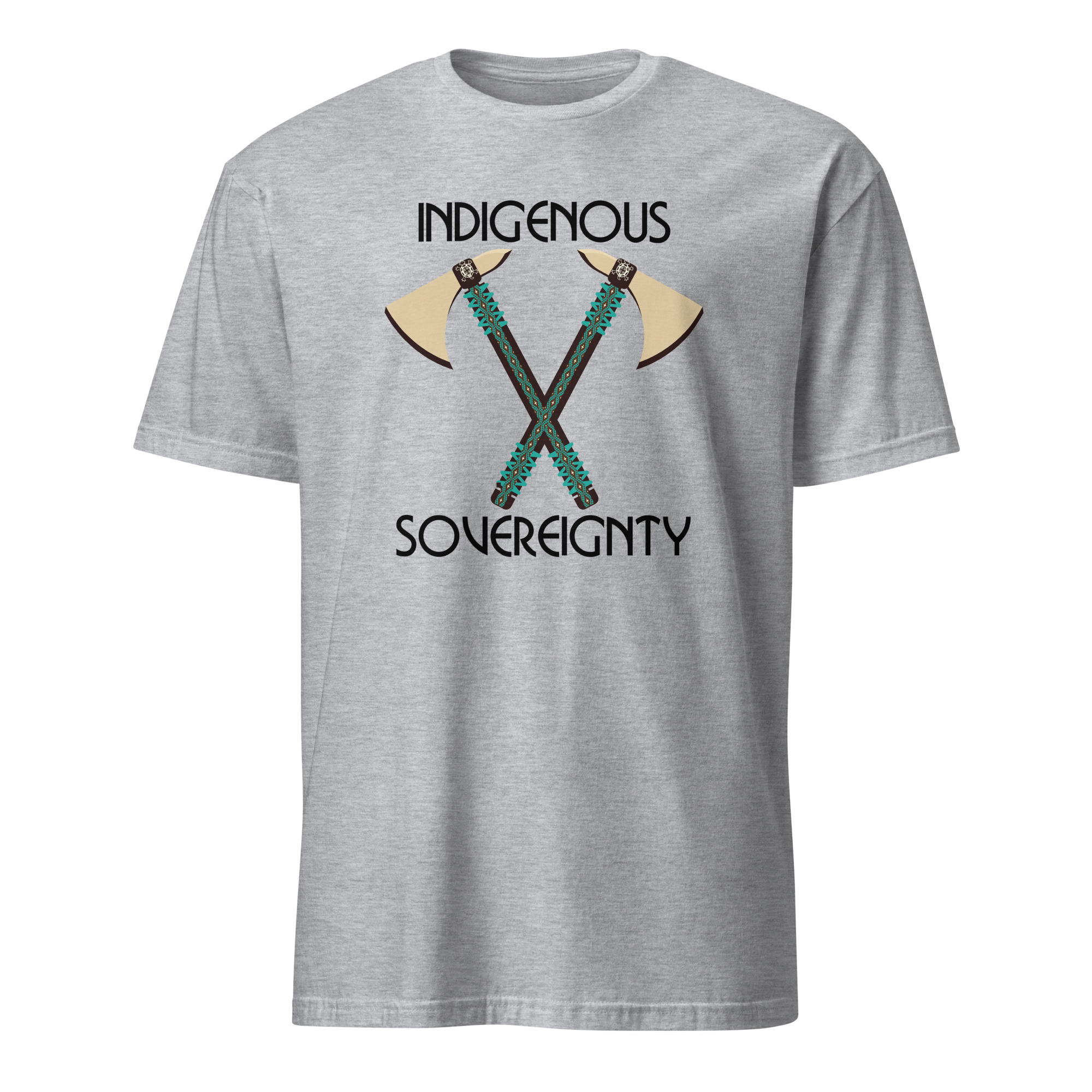Indigenous Sovereignty Tomahawk Sport Grey T-shirt by Wayuką́.
