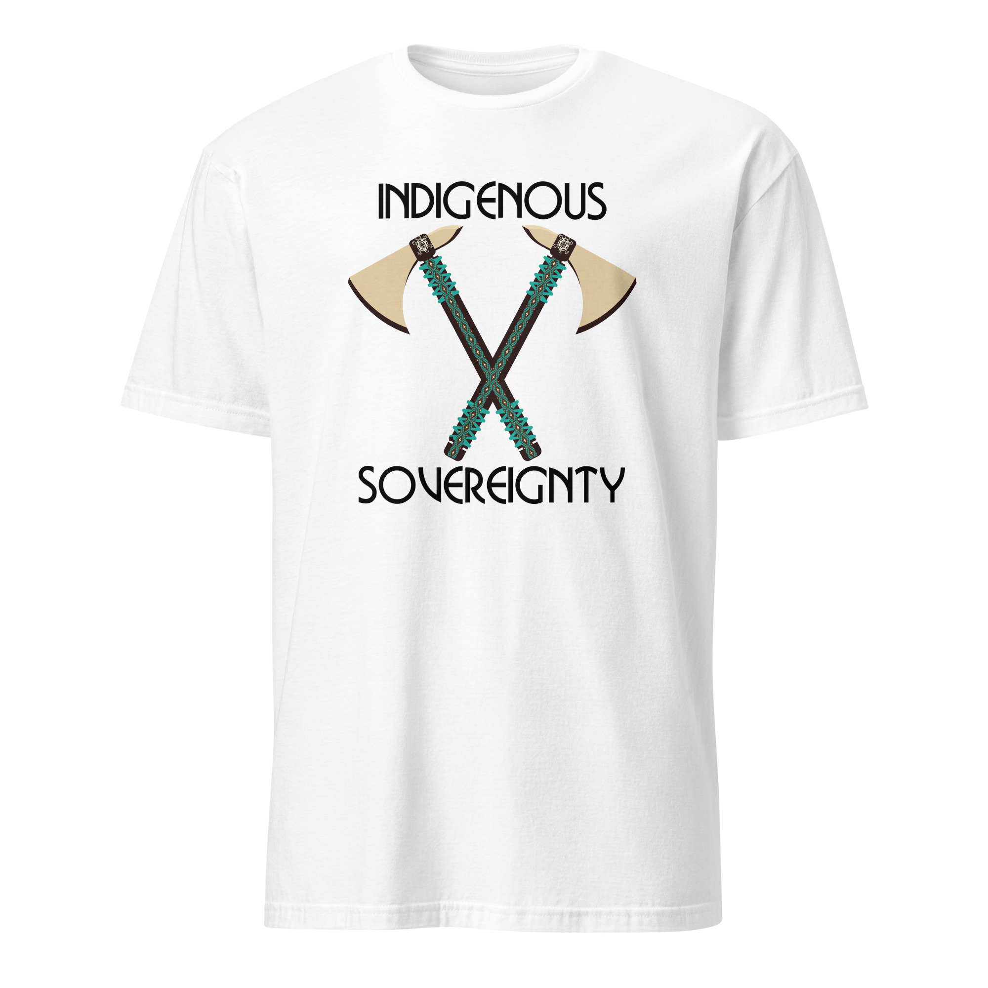 Indigenous Sovereignty Tomahawk White T-shirt by Wayuką́.