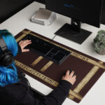 Uruz Brown Grunge Desk Mat by Wayuką́