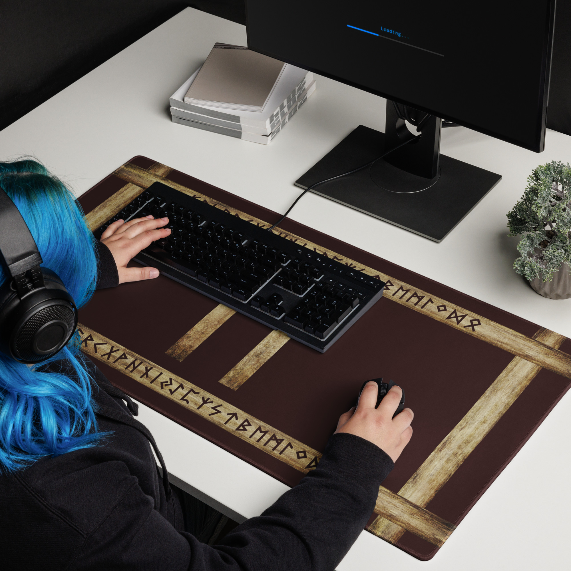 Uruz Brown Grunge Desk Mat by Wayuką́