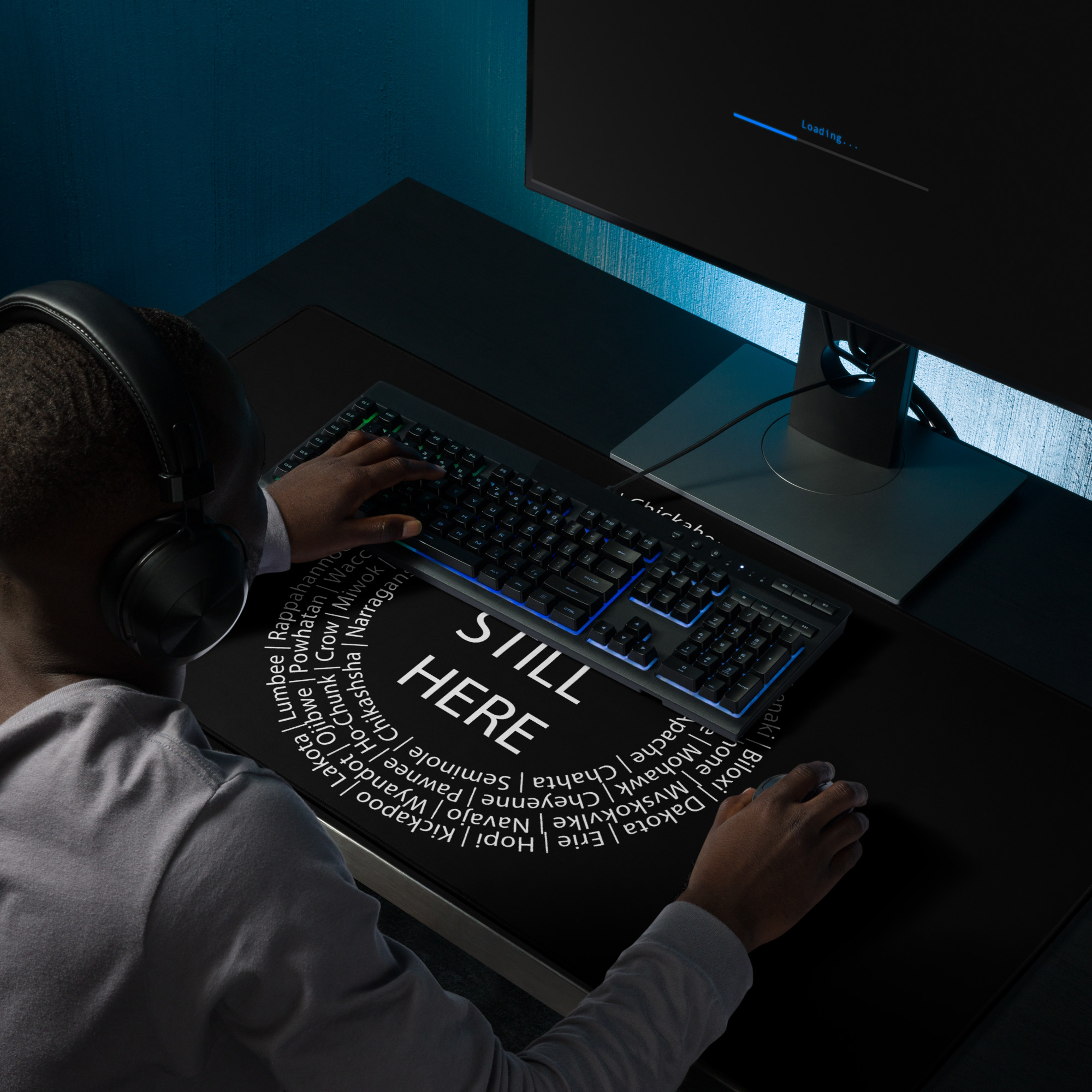 We're Still Here Desk Mat by Wayuką́