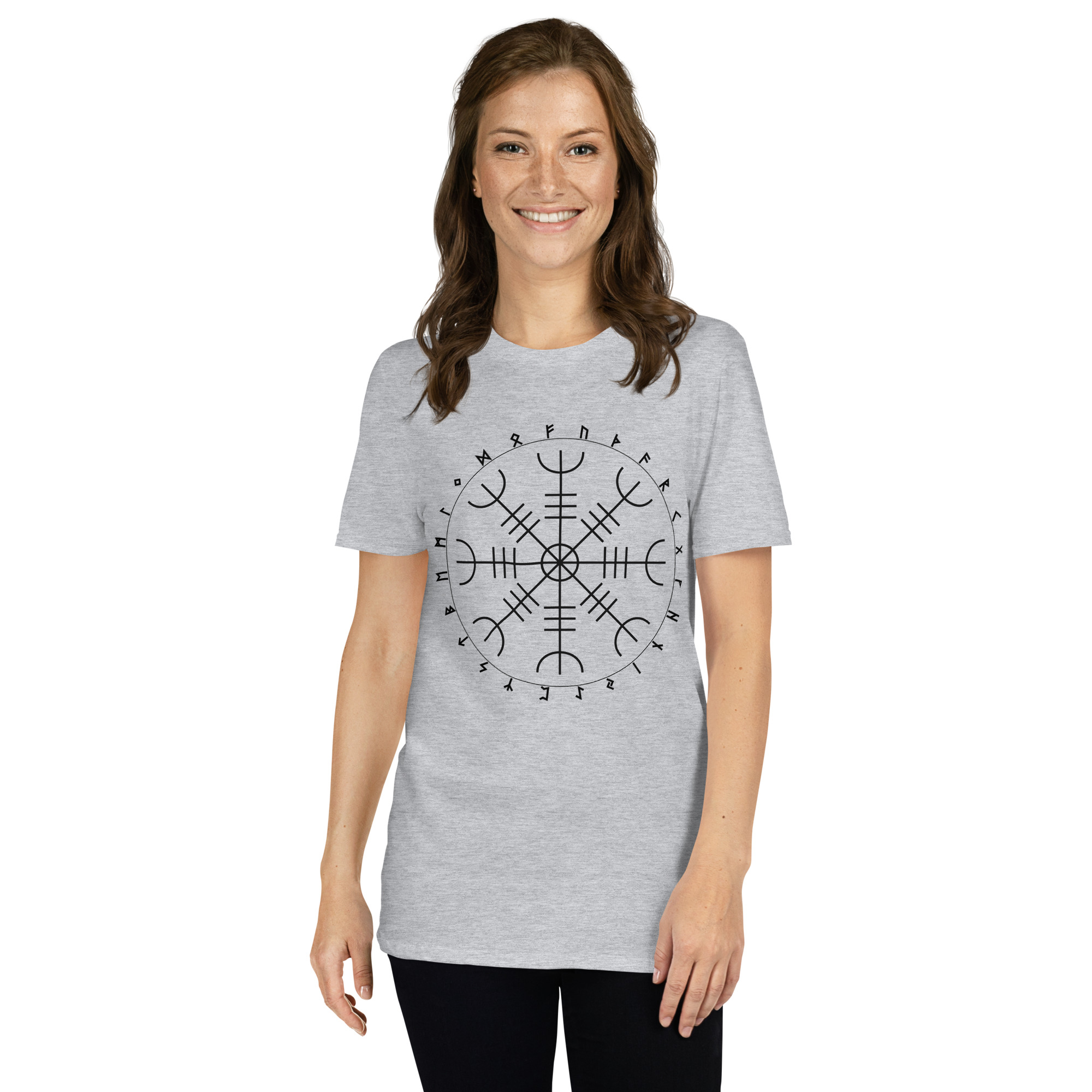Aegishjalmr Runes Sport Grey Unisex T-shirt by Wayuką́