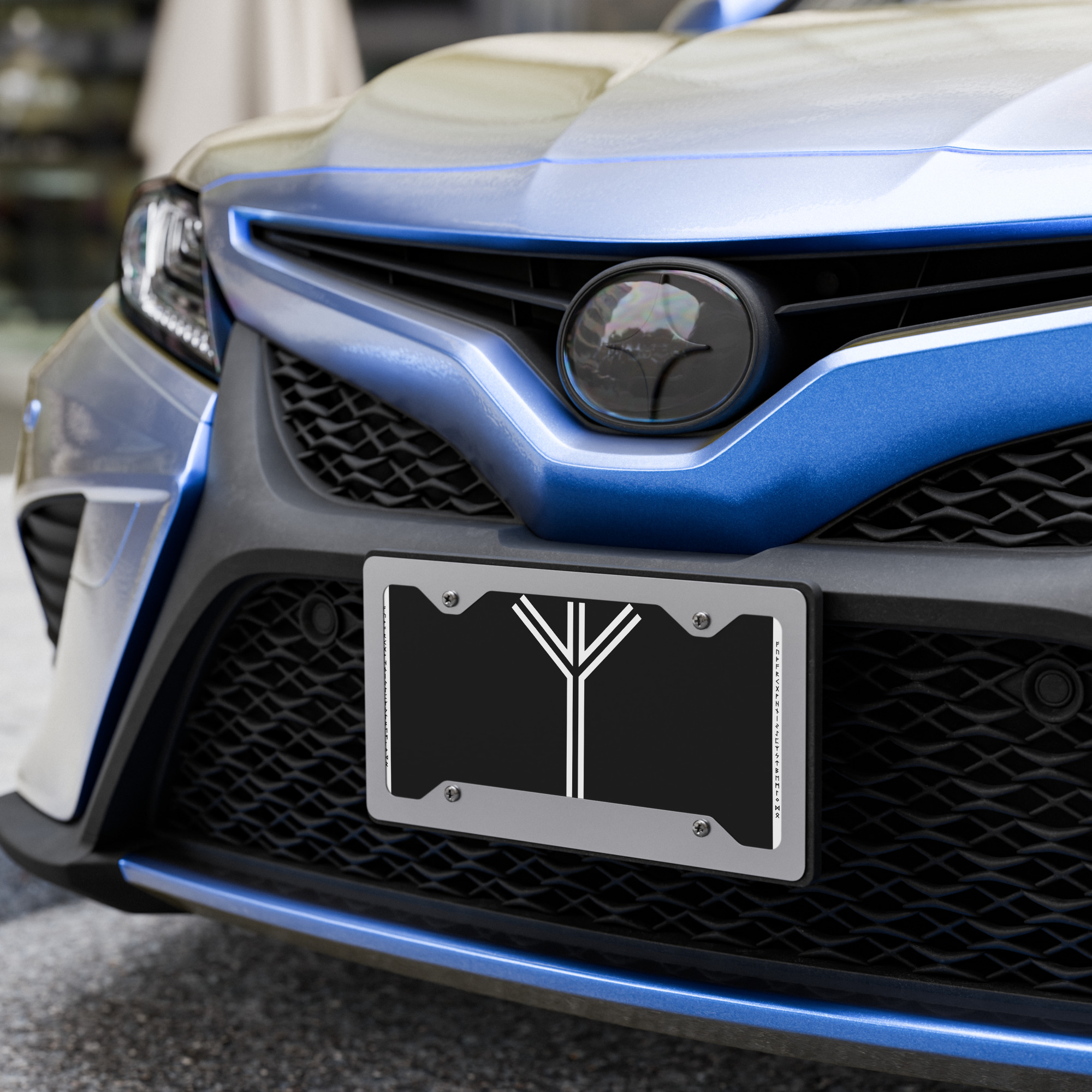 Algiz Black and White License Plate by Wayuką́