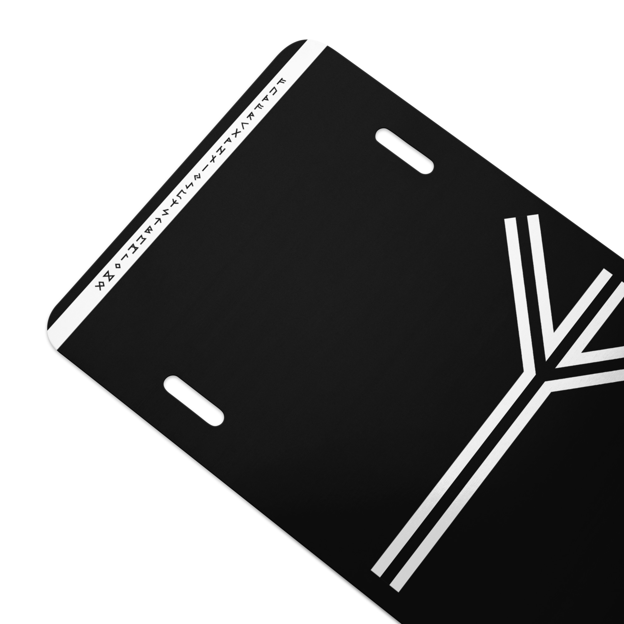 Algiz Black and White License Plate by Wayuką́