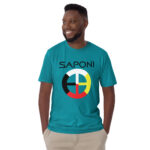 Saponi Medicine Wheel Tropical Blue Unisex T-shirt by Wayuką́