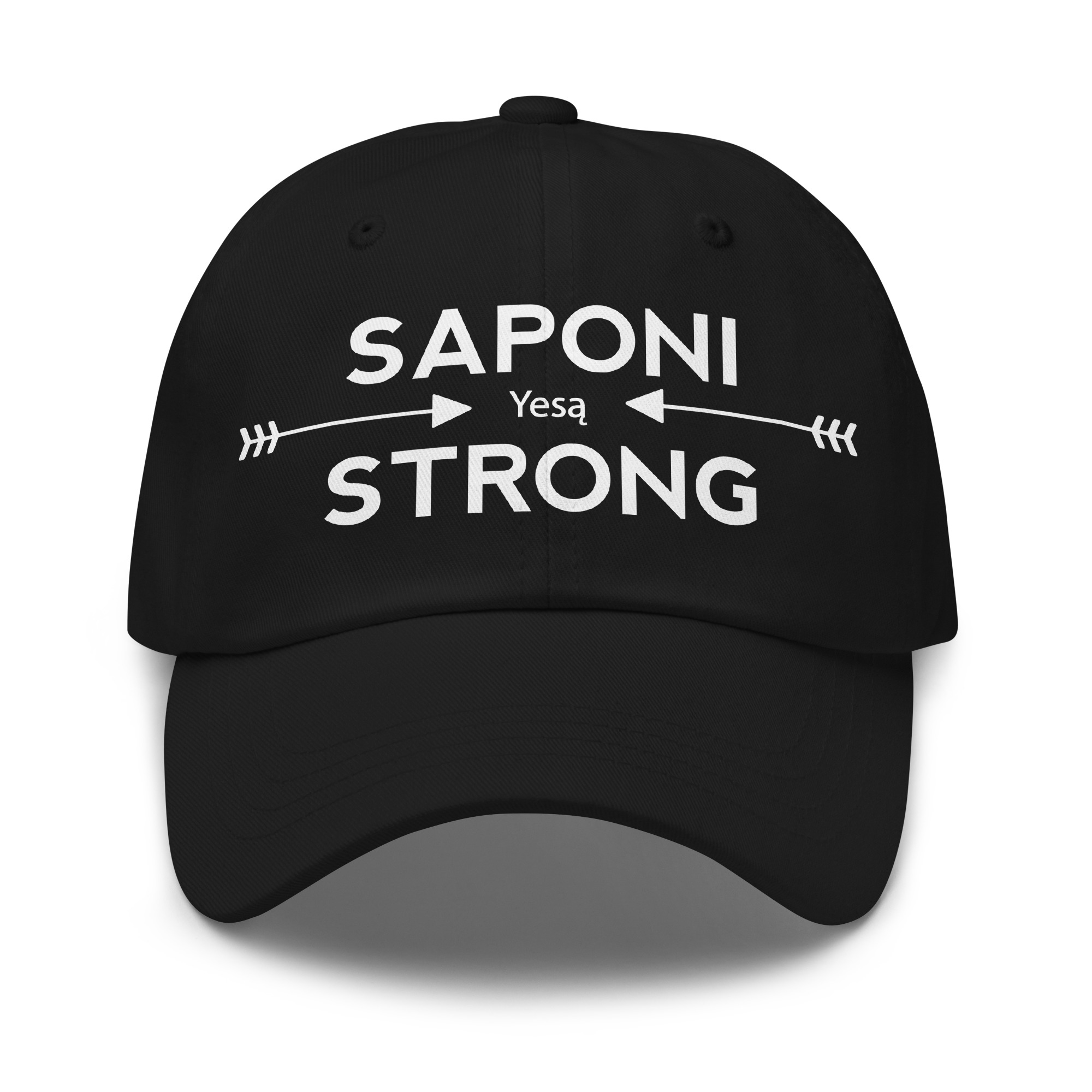 Saponi Strong Arrows Black Dad Hat by Wayuką́