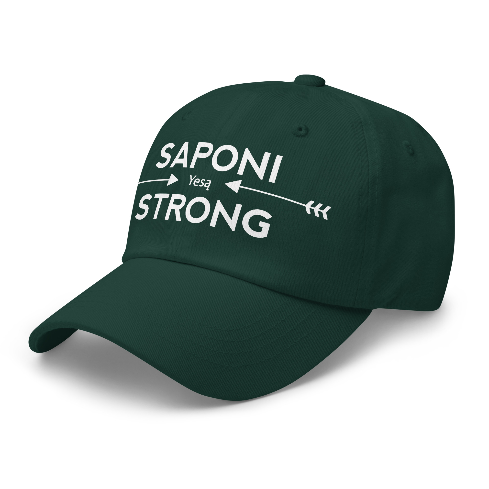 Saponi Strong Arrows Spruce Dad Hat by Wayuką́