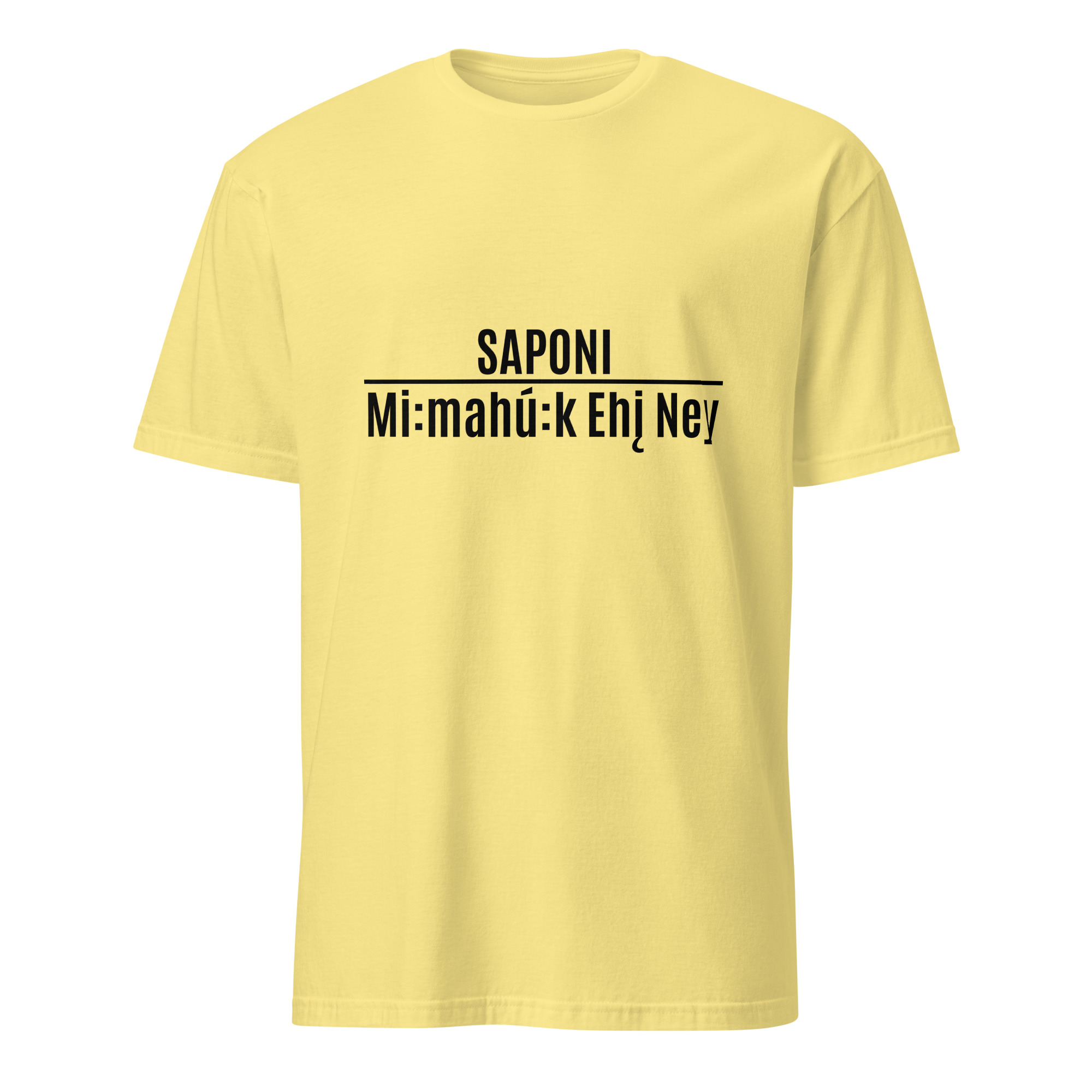 Saponi Mi:mahú:k Ehį Ney Cornsilk Unisex T-shirt by Wayuką́
