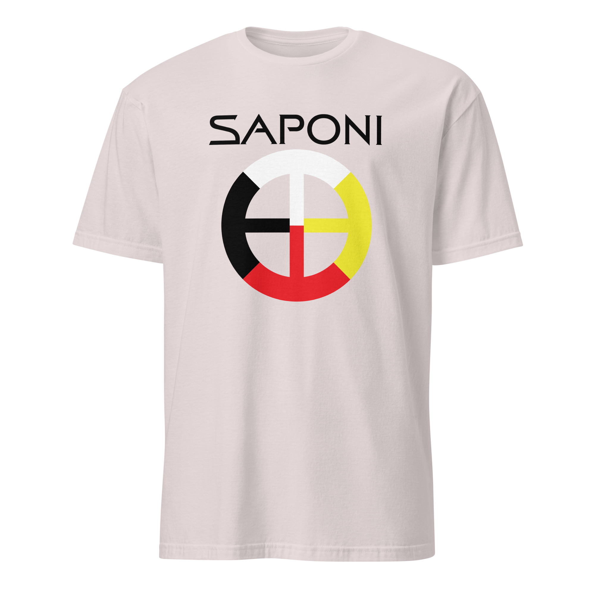 Saponi Medicine Wheel Military Ice Grey Unisex T-shirt by Wayuką́