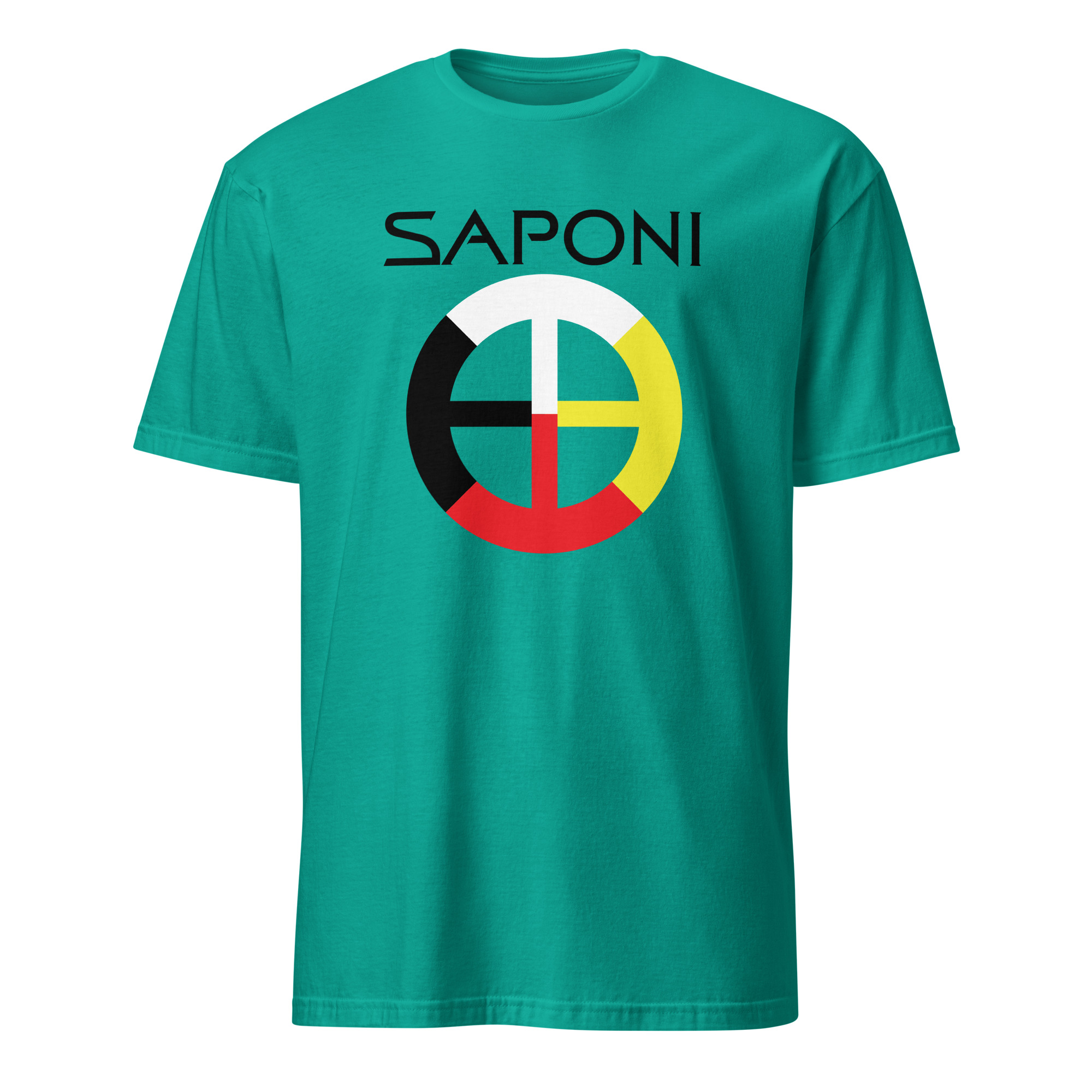 Saponi Medicine Wheel Jade Dome Unisex T-shirt by Wayuką́