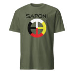 Saponi Medicine Wheel Military Green Unisex T-shirt by Wayuką́