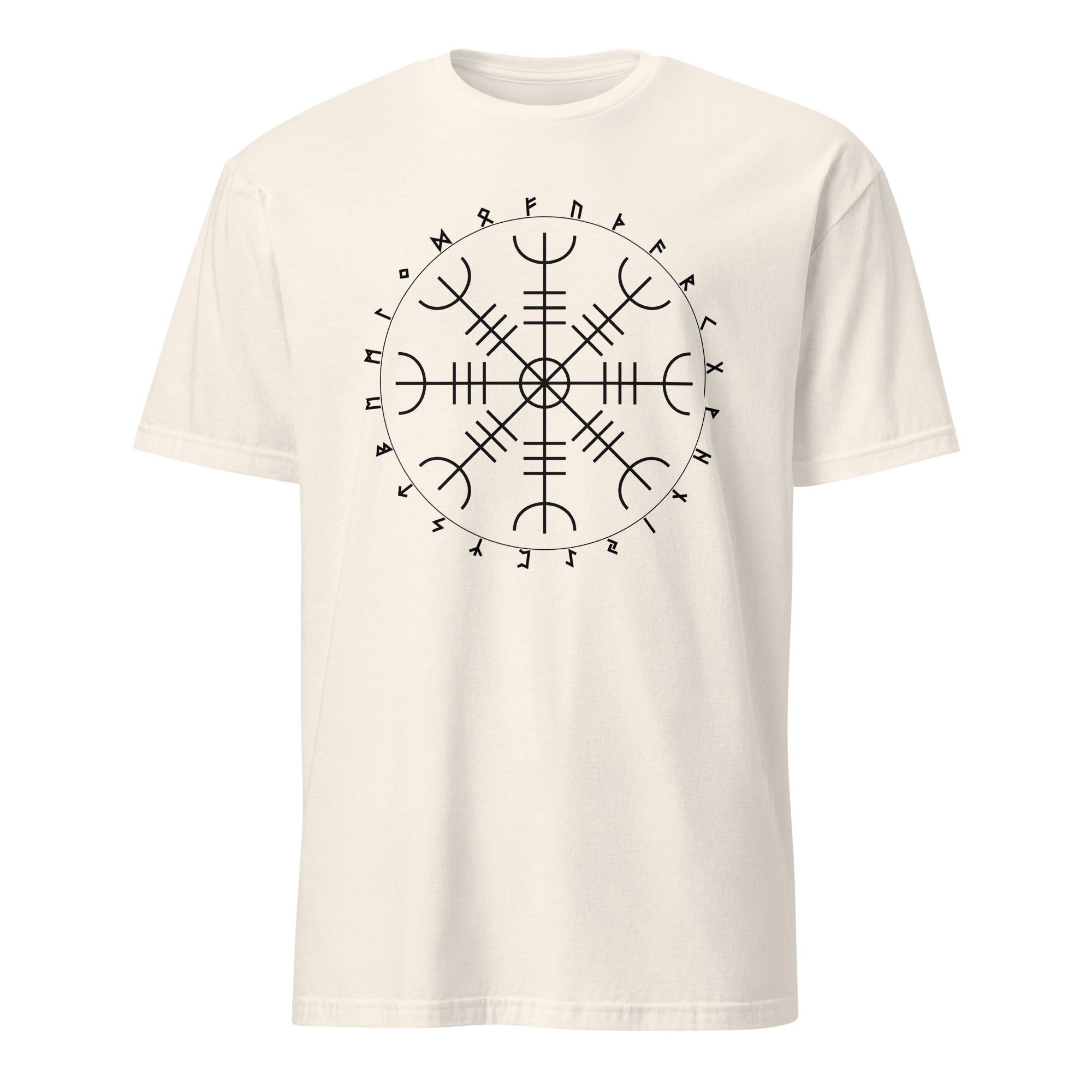 Aegishjalmr Runes Natural Unisex T-shirt by Wayuką́