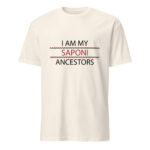 Saponi Ancestors Natural Unisex T-shirt by Wayuką́