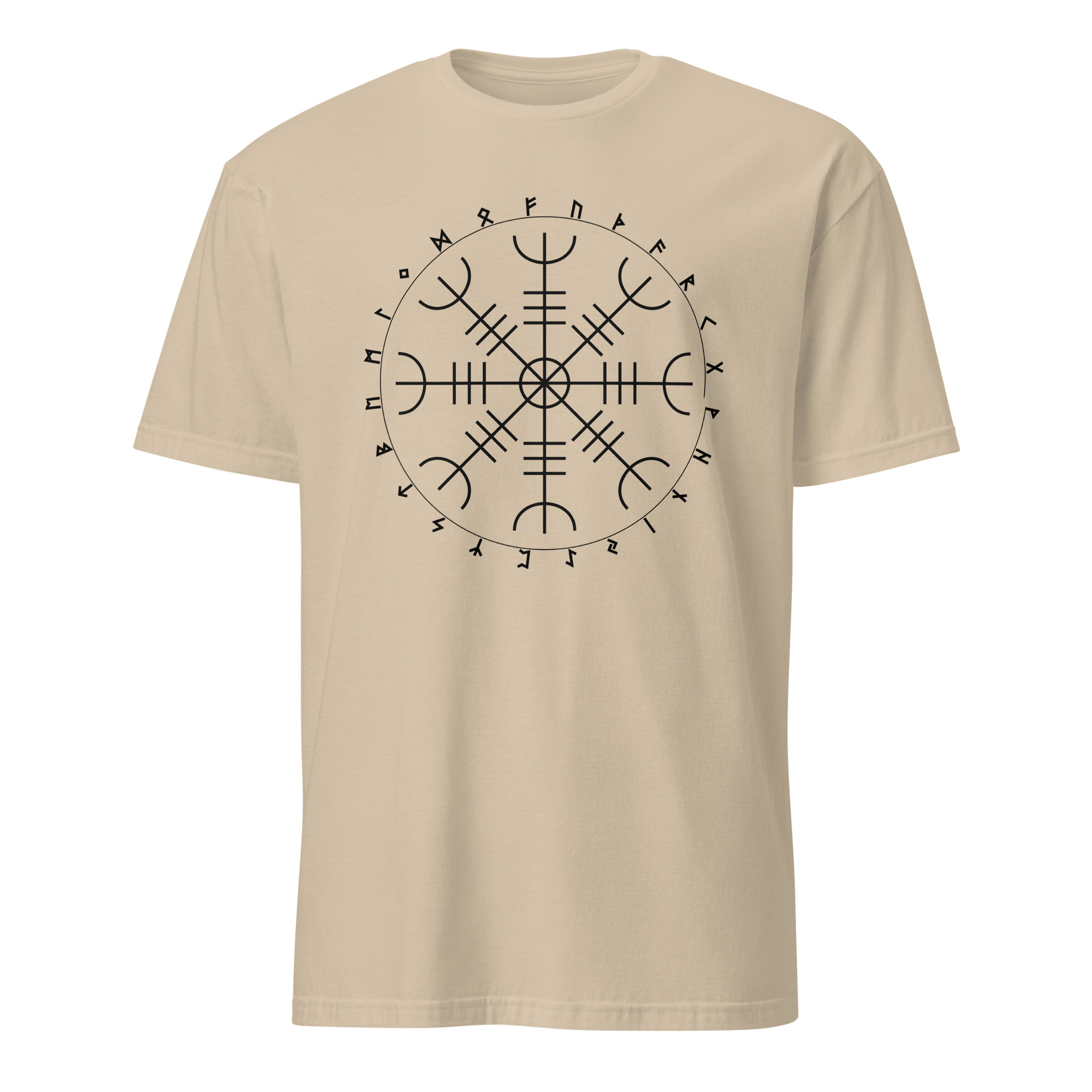 Aegishjalmr Runes Sand Unisex T-shirt by Wayuką́