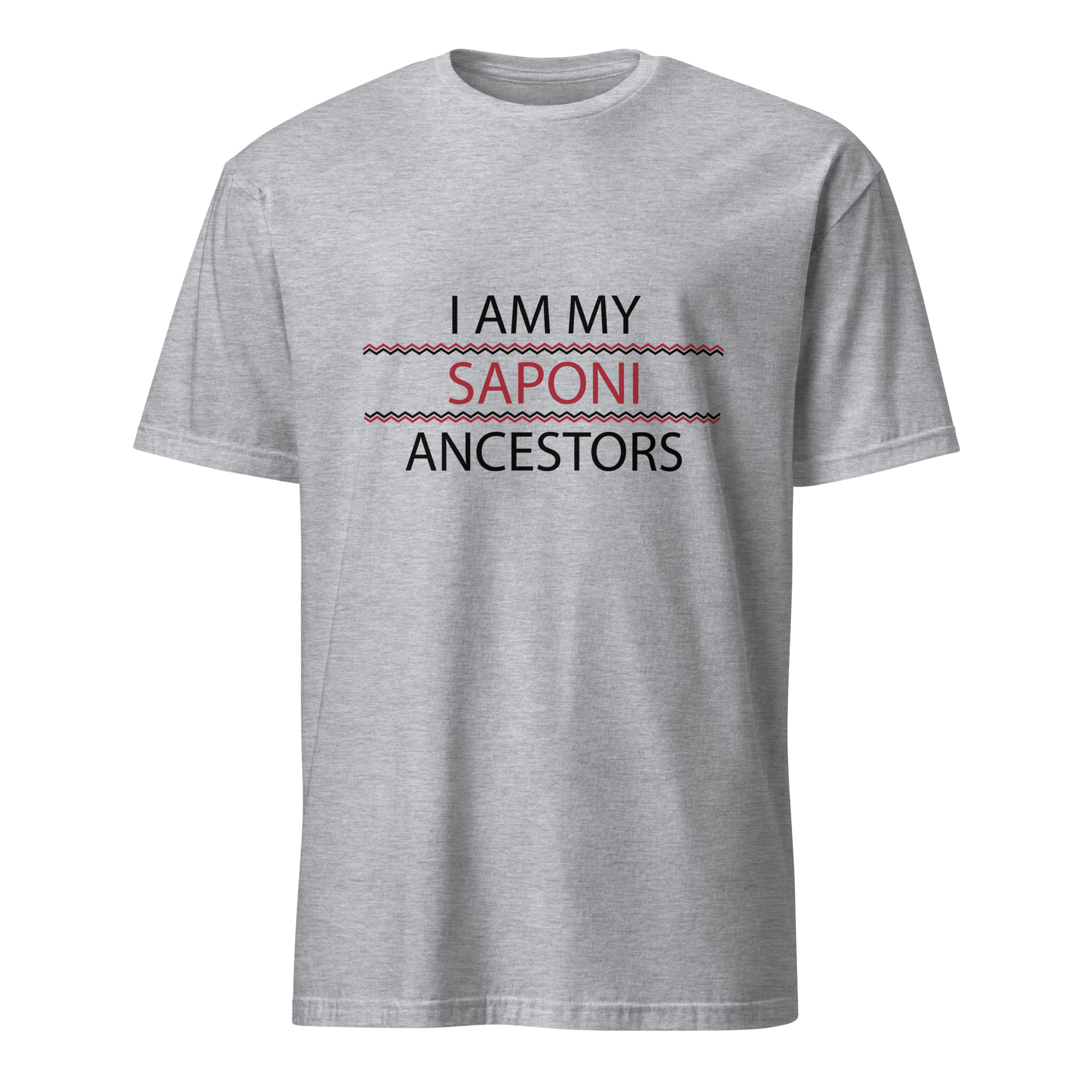 Saponi Ancestors Sport Grey Unisex T-shirt by Wayuką́