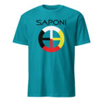 Saponi Medicine Wheel Tropical Blue Unisex T-shirt by Wayuką́