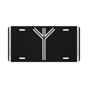 Algiz Black and White License Plate by Wayuką́