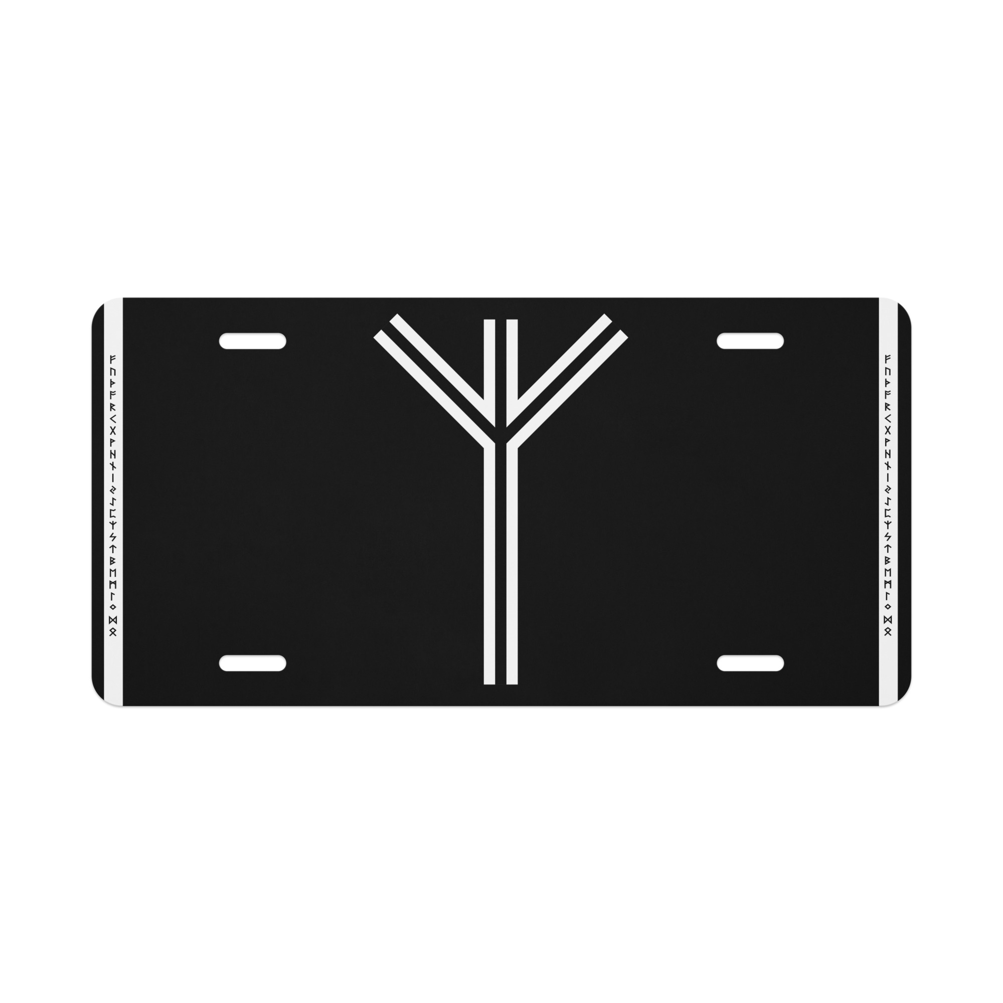 Algiz Black and White License Plate by Wayuką́