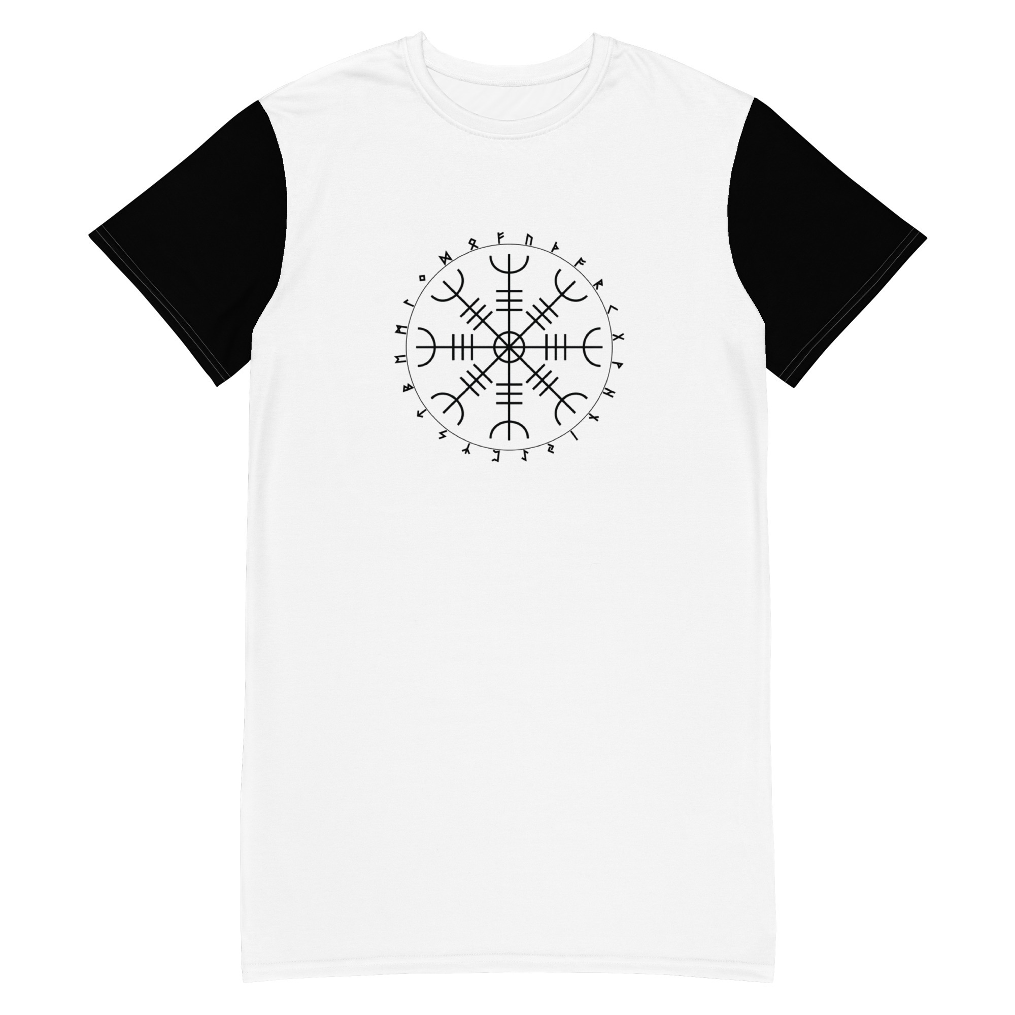 Aegishjalmr Runes White T-shirt Dress by Wayuką́