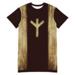 Algiz Brown Grunge T-shirt Dress by Wayuką́