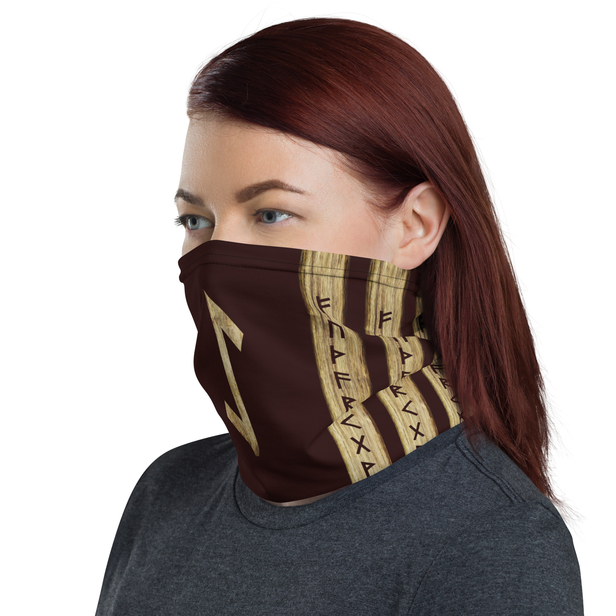 Eihwaz Brown Grunge Neck Gaiter by Wayuką́