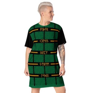 Celtic Runes 1 T-shirt Dress by Wayuką́