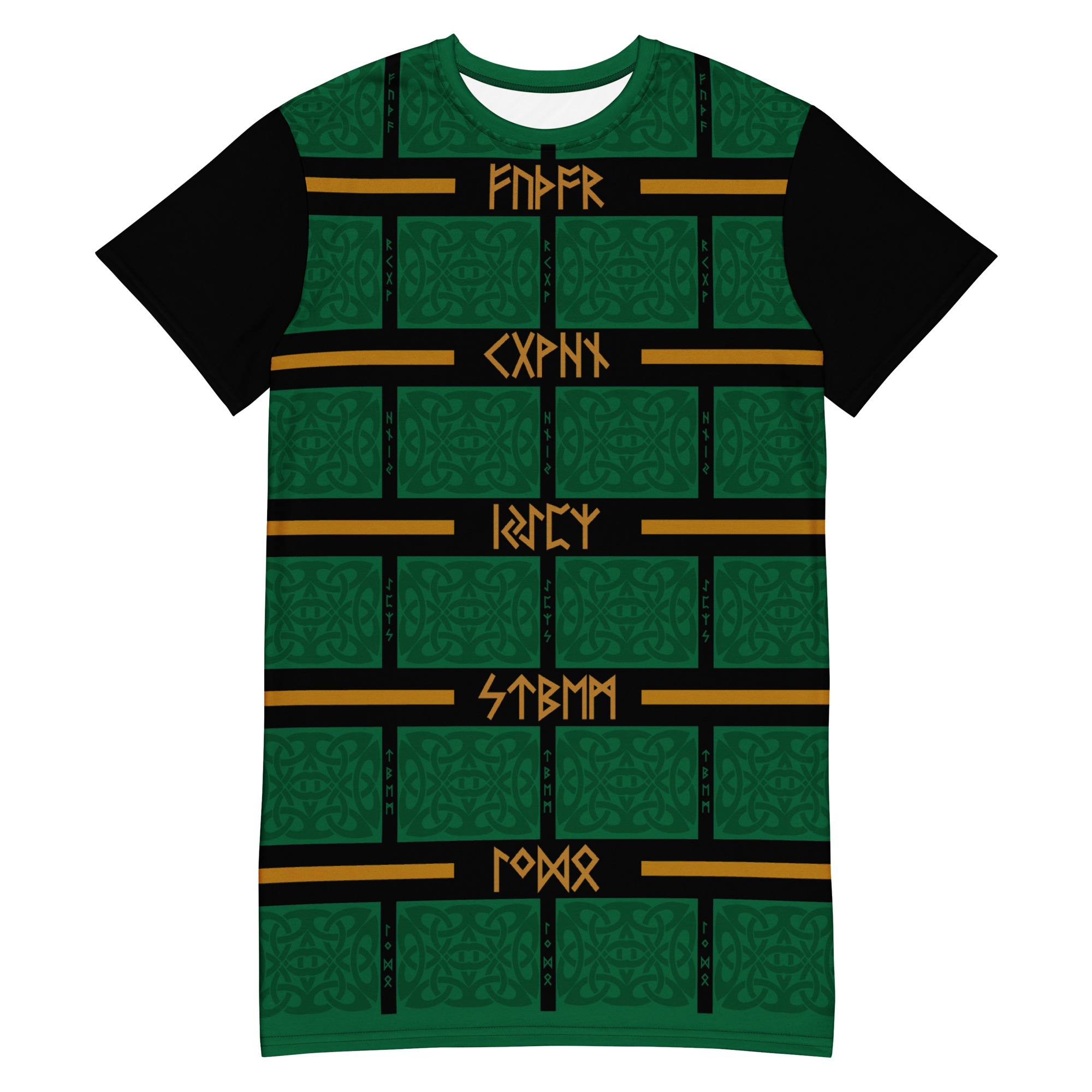 Celtic Runes 1 T-shirt Dress by Wayuką́