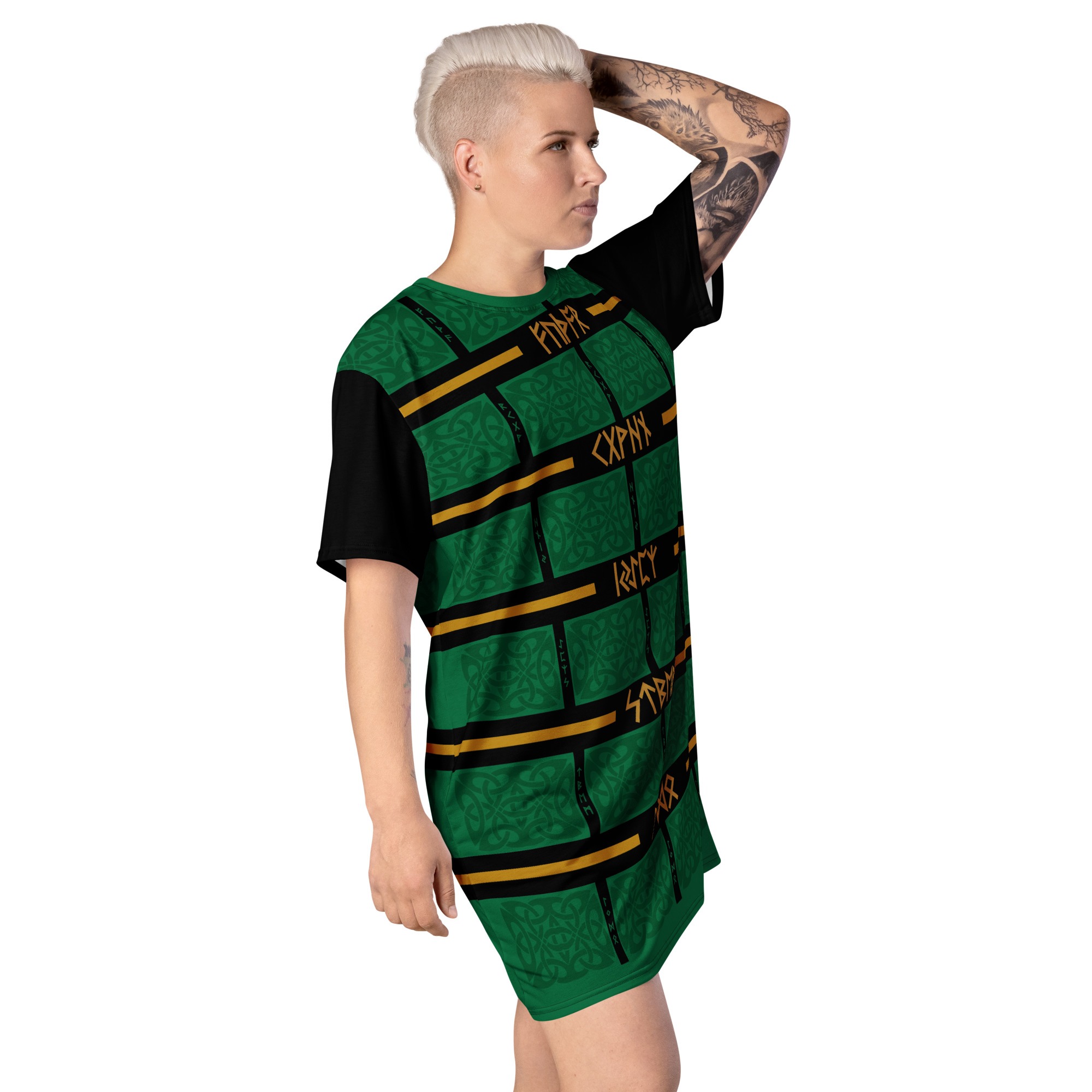 Celtic Runes 1 T-shirt Dress by Wayuką́