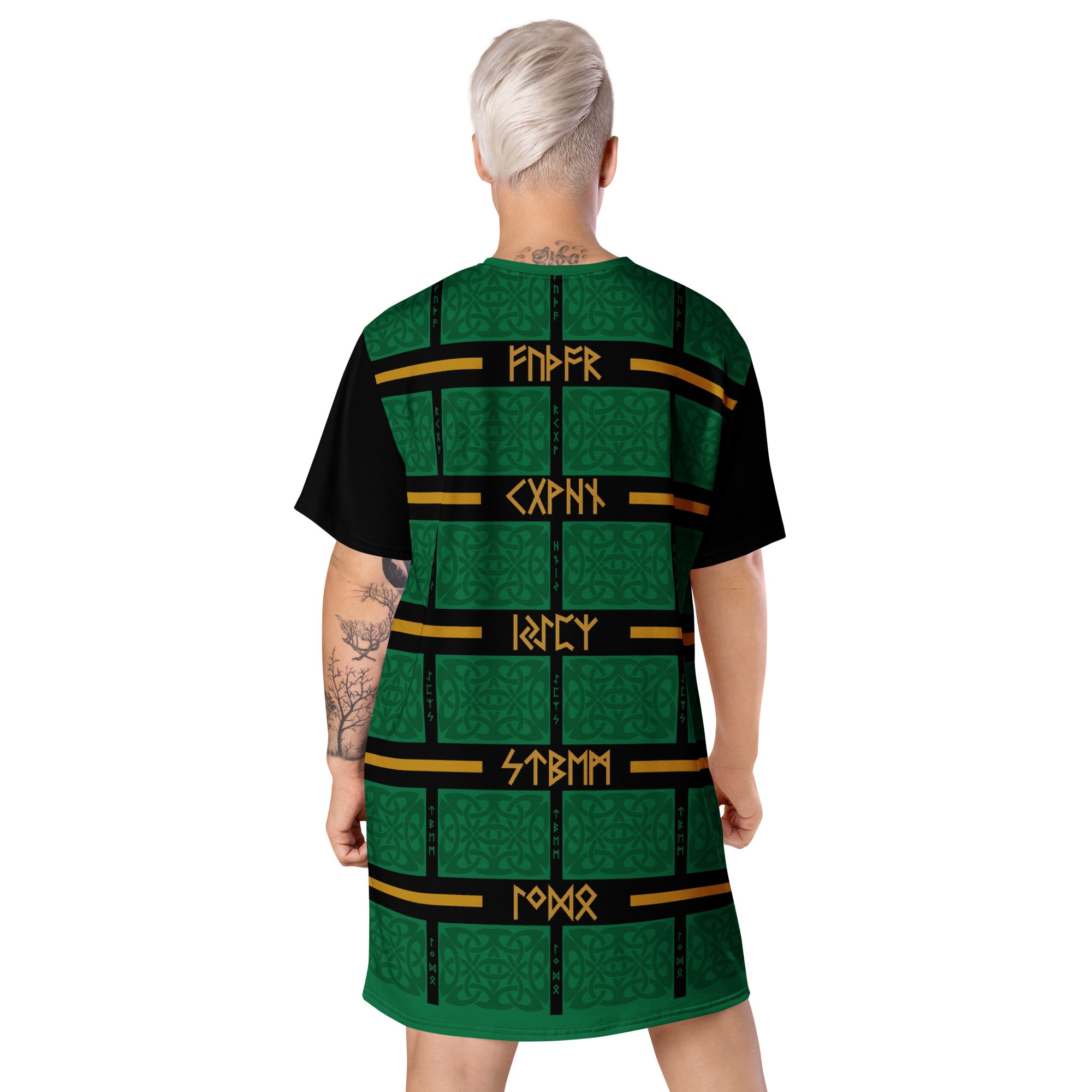 Celtic Runes 1 T-shirt Dress by Wayuką́