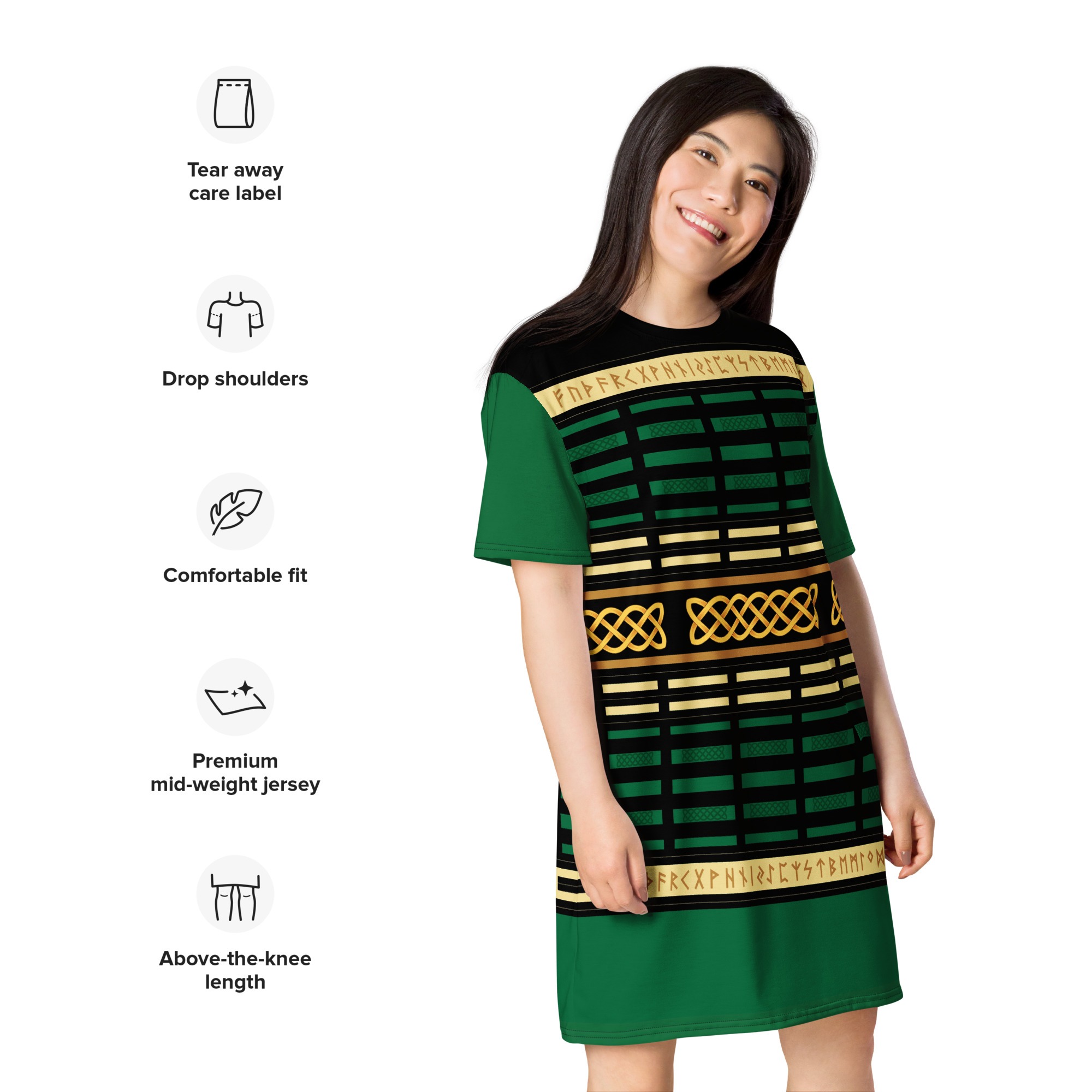Celtic Runes 2 T-shirt Dress by Wayuką́