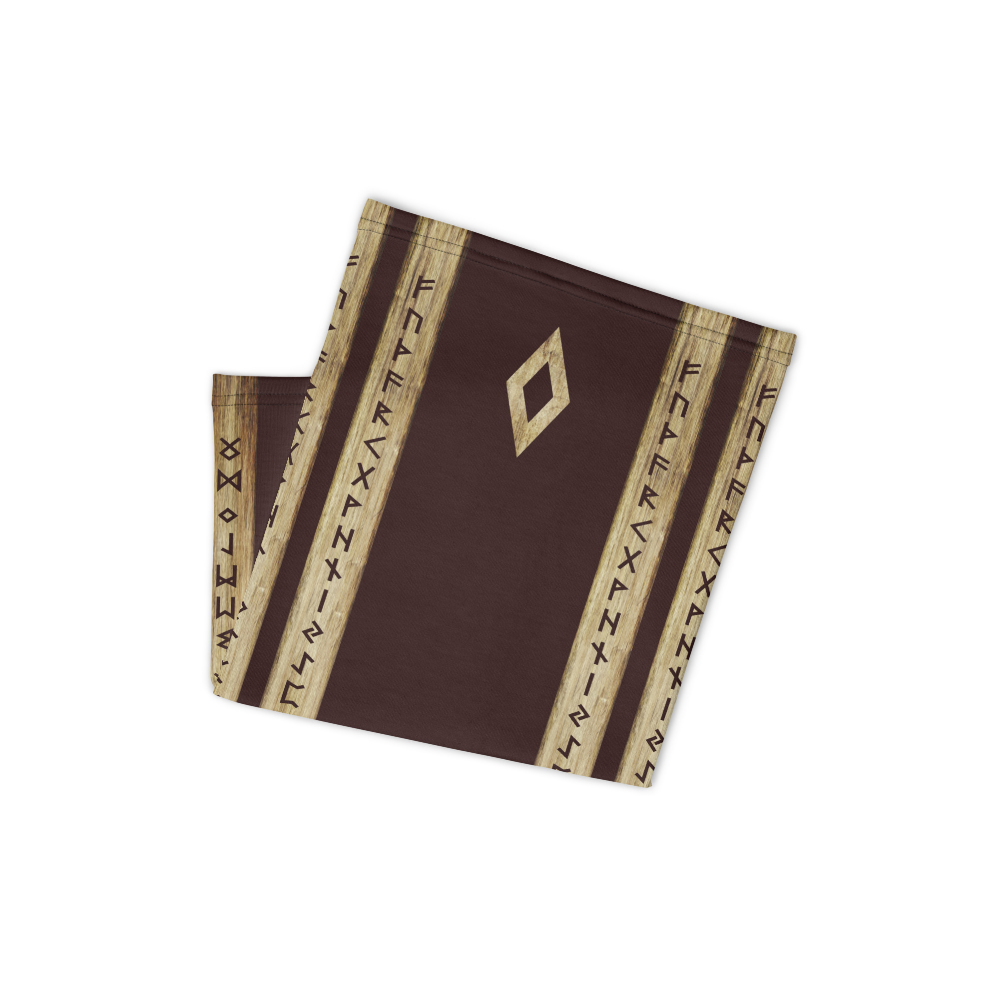 Ingwaz Brown Grunge Neck Gaiter by Wayuką́