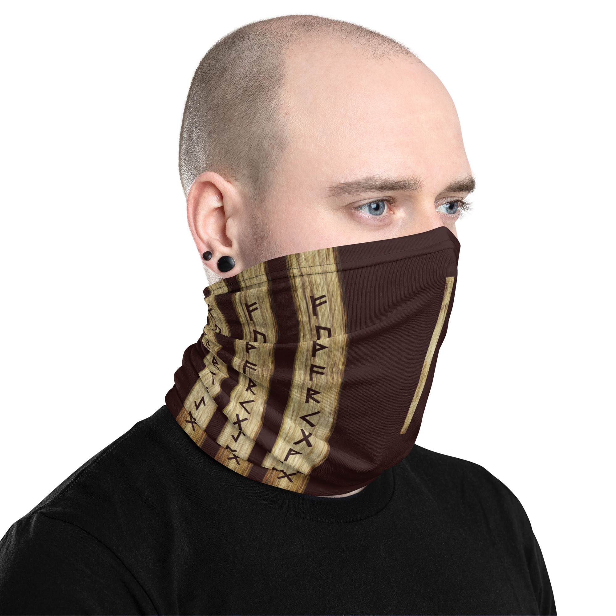 Isa Brown Grunge Neck Gaiter by Wayuką́