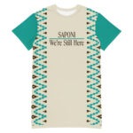 Saponi We're Still Here Indigenous Pattern T-shirt Dress by Wayuką́