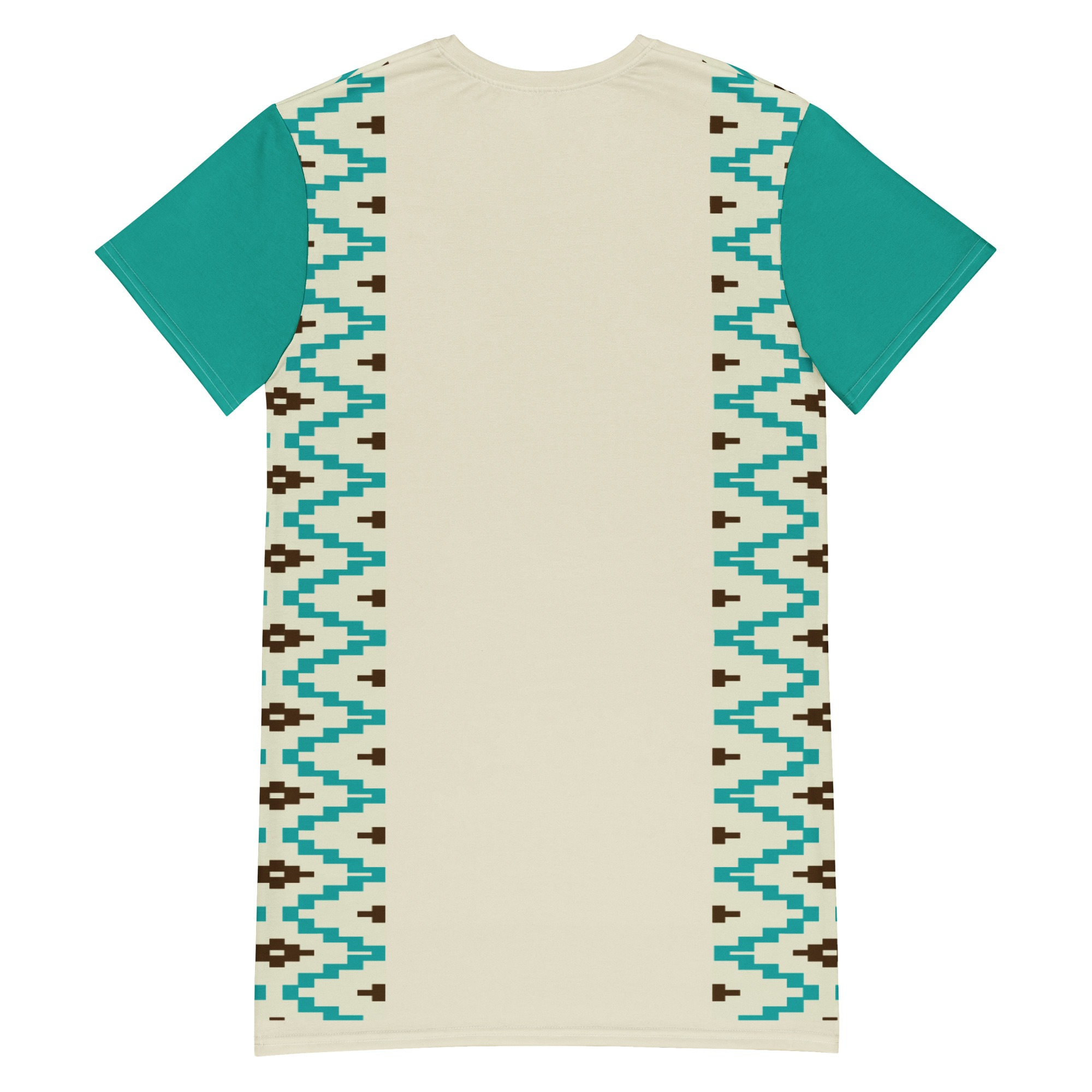 Saponi We're Still Here Indigenous Pattern T-shirt Dress by Wayuką́