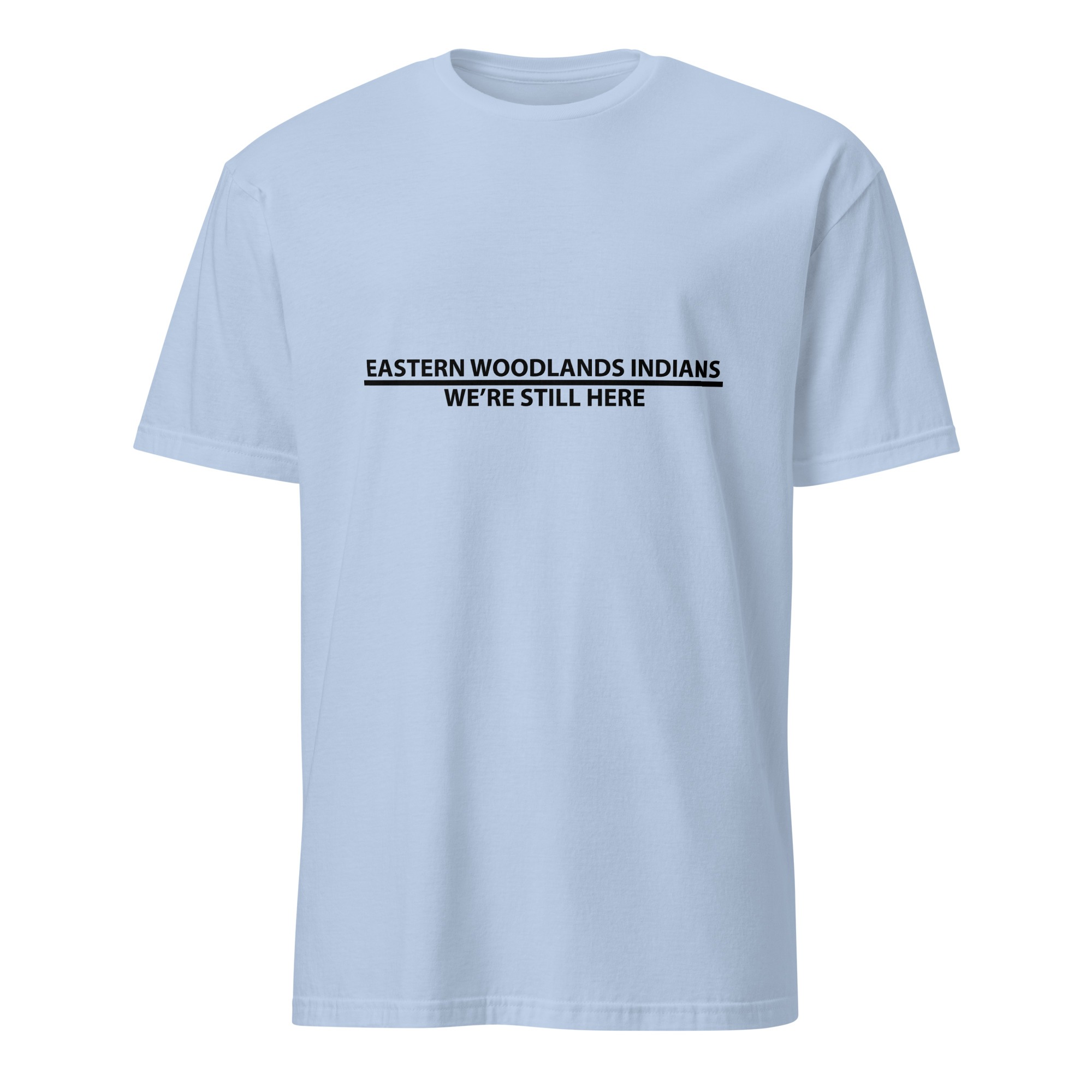 Eastern Woodlands Indians We're Still Here Light Blue Unisex T-shirt by Wayuką́