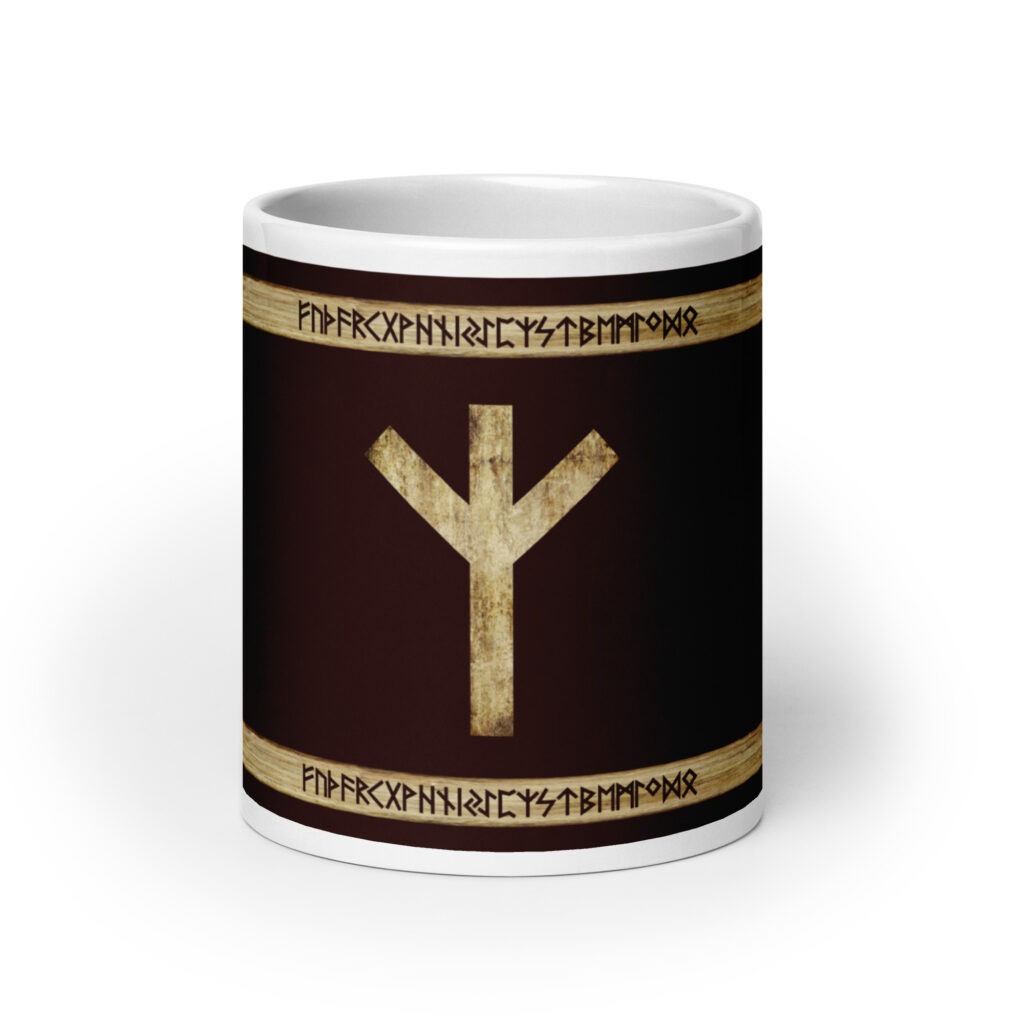 Algiz Brown Grunge Coffee Mug by Wayuką́