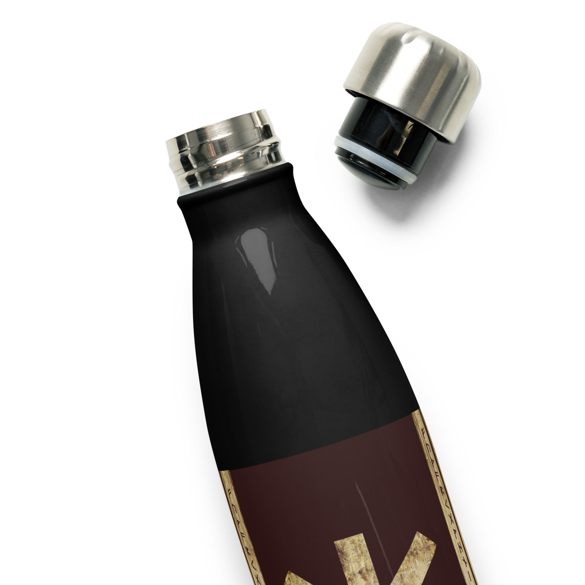 Algiz Brown Grunge Stainless Steel Water Bottle by Wayuką́