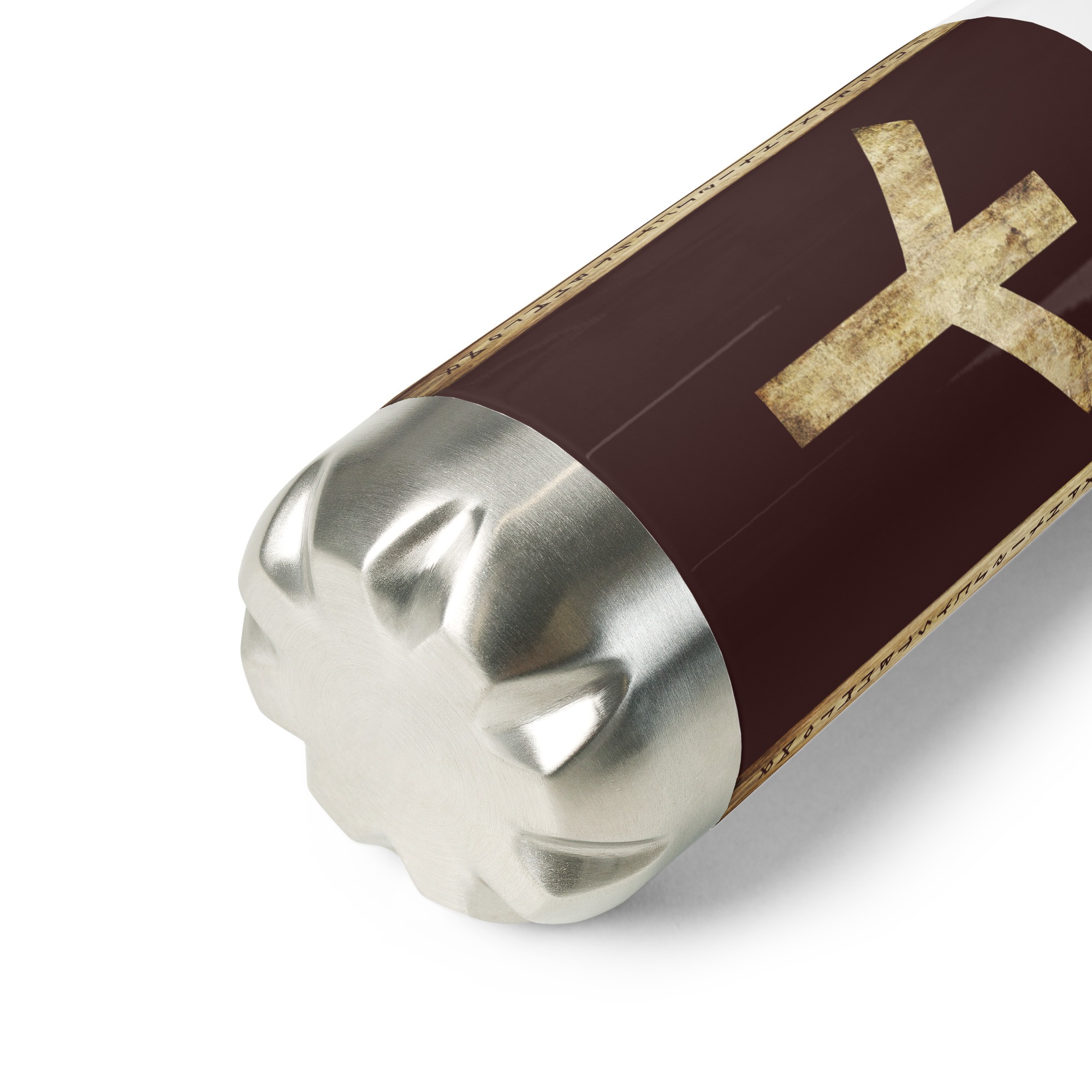 Algiz Brown Grunge Stainless Steel Water Bottle by Wayuką́