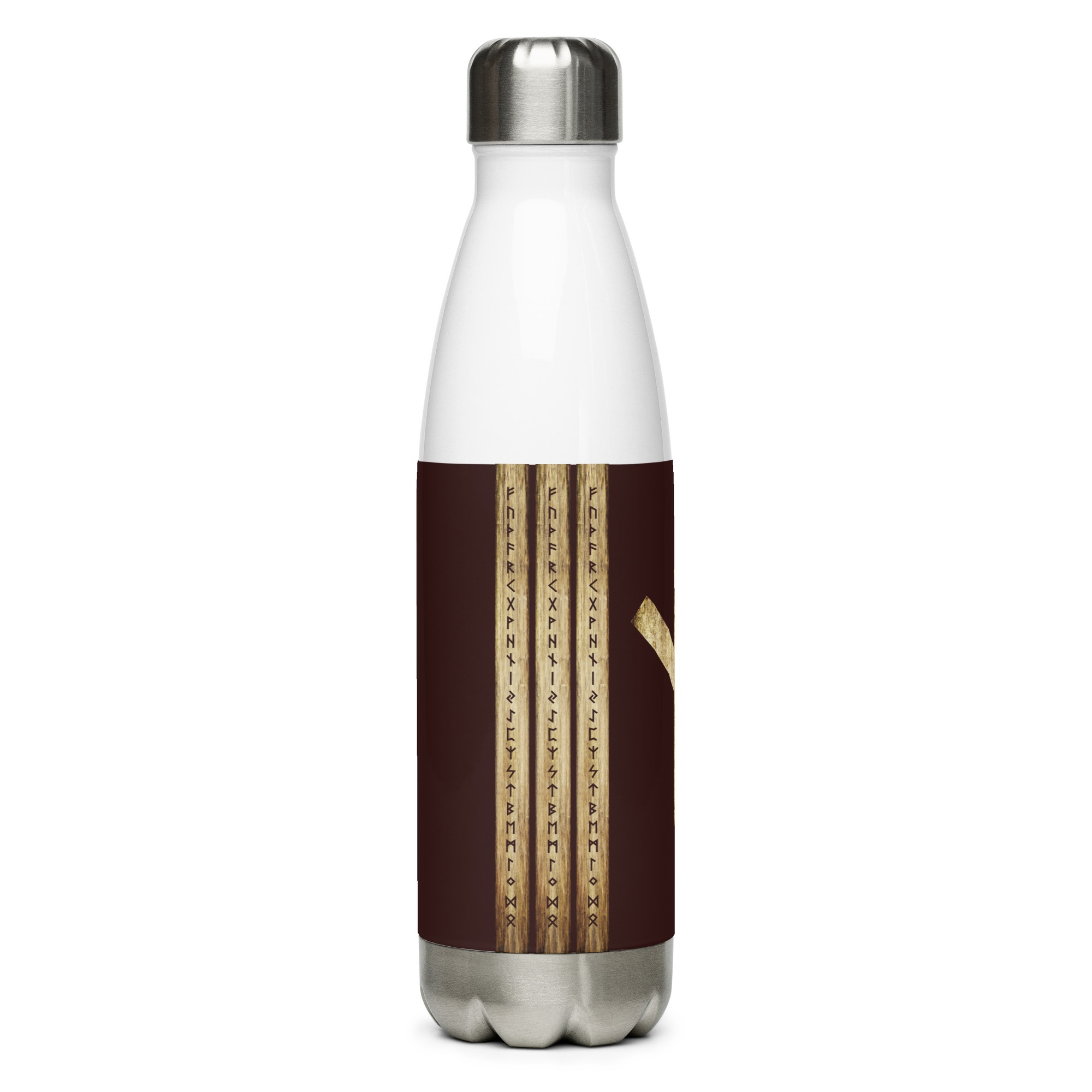 Algiz Brown Grunge Stainless Steel Water Bottle by Wayuką́