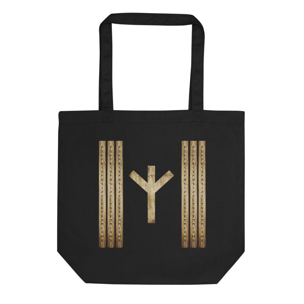 Algiz Brown Grunge Eco Tote Bag by Wayuką́