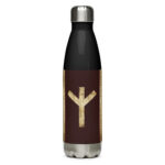 Algiz Brown Grunge Stainless Steel Water Bottle by Wayuką́