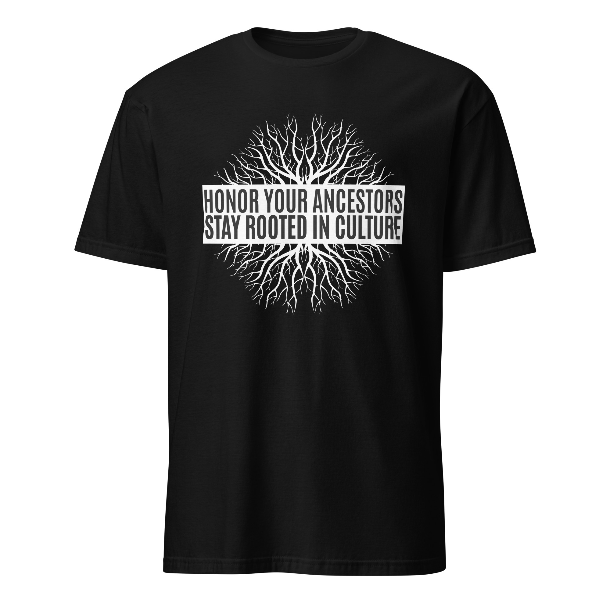 Honor Ancestors Stay Rooted Black Unisex T-shirt by Wayuką́